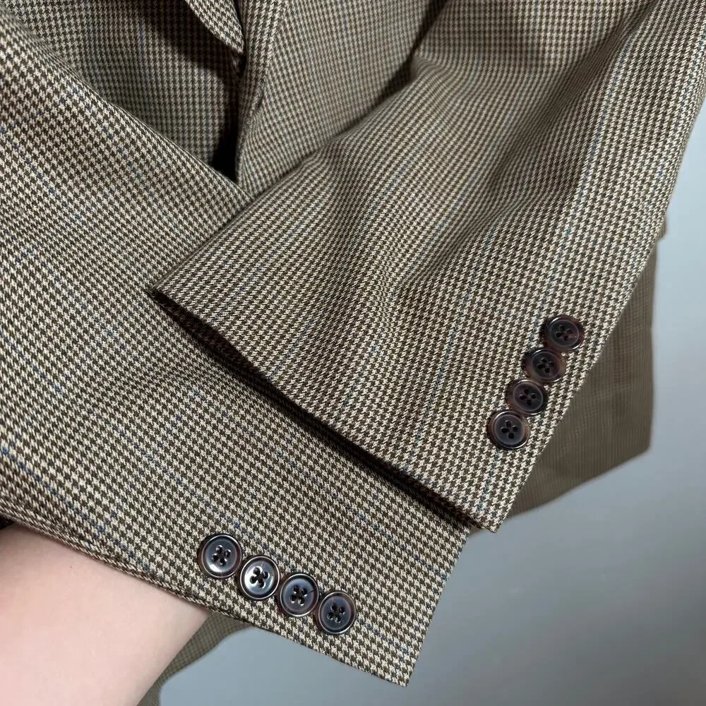 Lauren Ralph Lauren Men’s 44R Silk Wool Blazer Houndstooth Sport Coat 2-Button